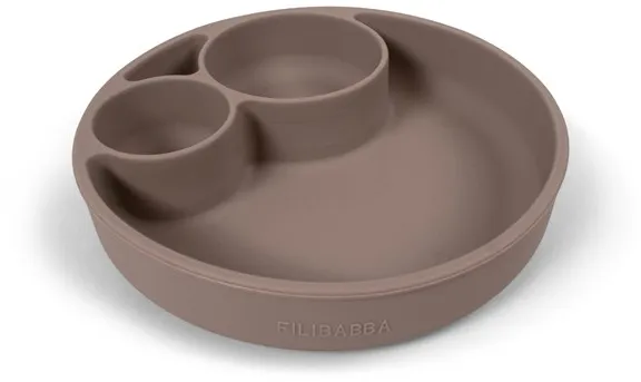 Filibabba silikon-tallerken med inndeling - Warm Grey