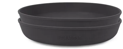 Filibabba Silikon-tallerken 2-pakning - Steingrå