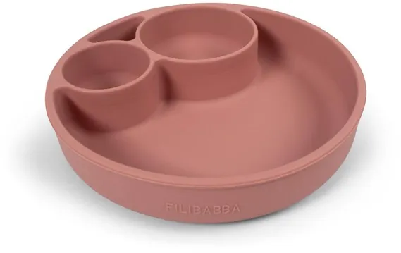 Filibabba delt tallerken i silikon - Rose