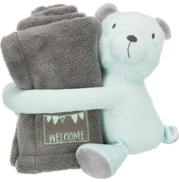 Trixie Junior kosesett teppe/bamse plysj 75 × 50 cm grå/mint