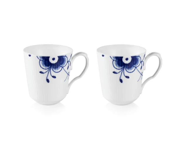 Royal Copenhagen Blå Mega Riflet krus 37 cl - 2 stk